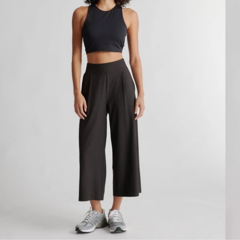 Quince Performance Tech Wide Leg Pants Black Size L NWT